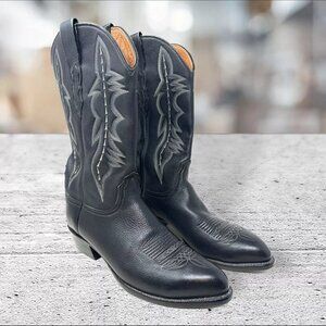 Luchesse 2000 Mens Cowboy Boots Size 9.5 EE Black T30000J4 Embroidered Leather